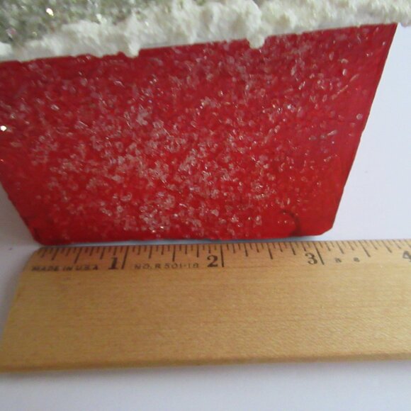 Handmade Putz Glitter Red House Retro Style Cardboard House Wreath Trim - Picture 10 of 11